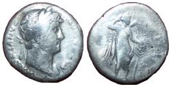 Ancient Coins - Hadrian - Augustus 117-138 AD - AR denarius COS III Victory with long palm