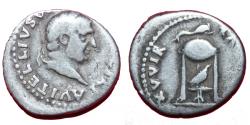 Ancient Coins - Vitellius - 69 AD - AR denarius - Dolphin - VF