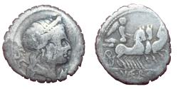 Ancient Coins - Roman Republic - Silver denarius - quadriga - 1. Cent. BC