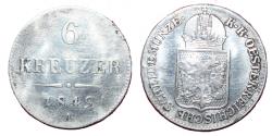 World Coins - 6 Kreuzer 1849 A Haus Habsburg Franz Joseph I. 1848-1916. CH UNC - Silver