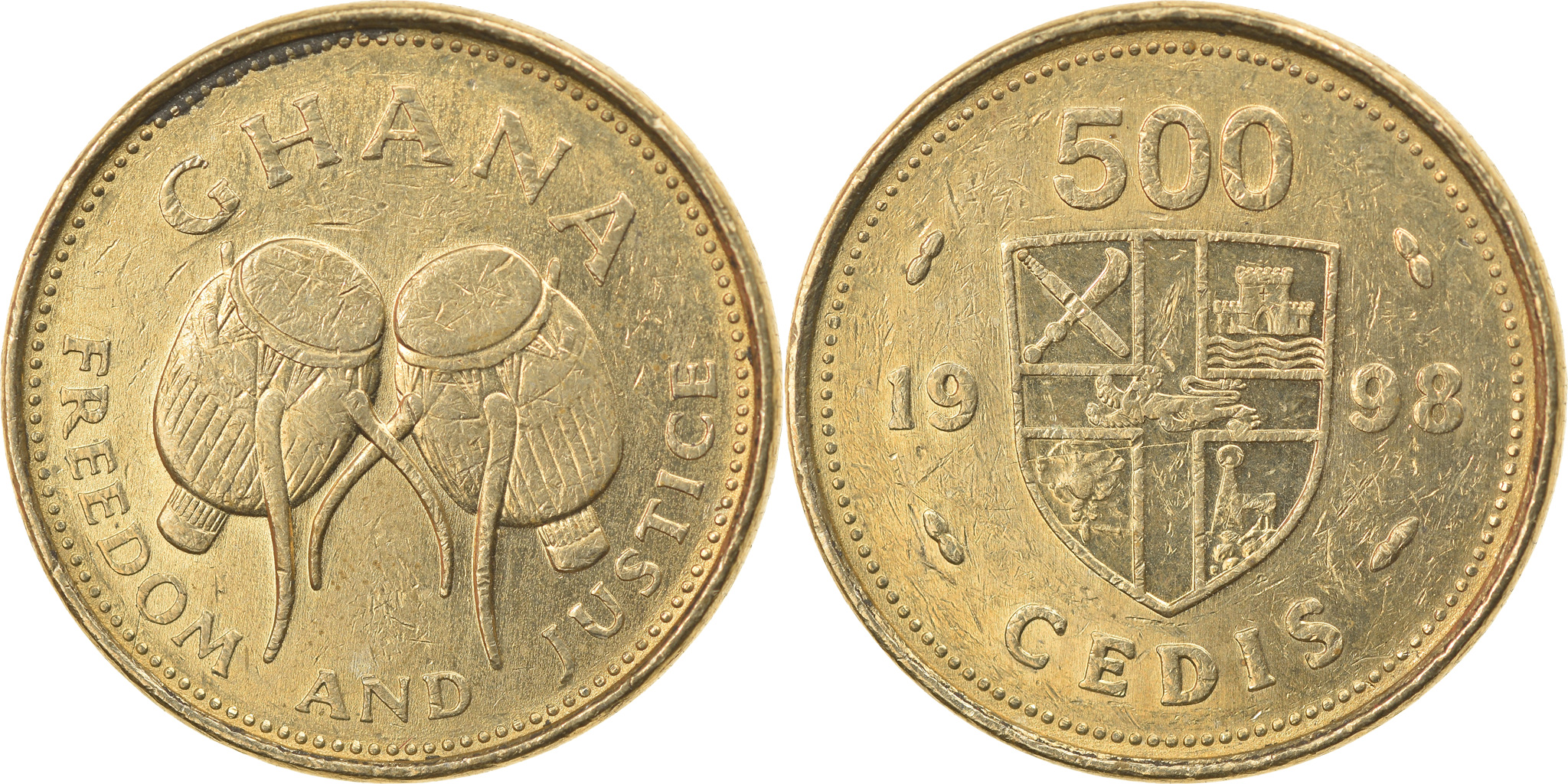 Coin, Ghana, 500 Cedis, 1998, , Nickel-brass, KM:34 | African Coins