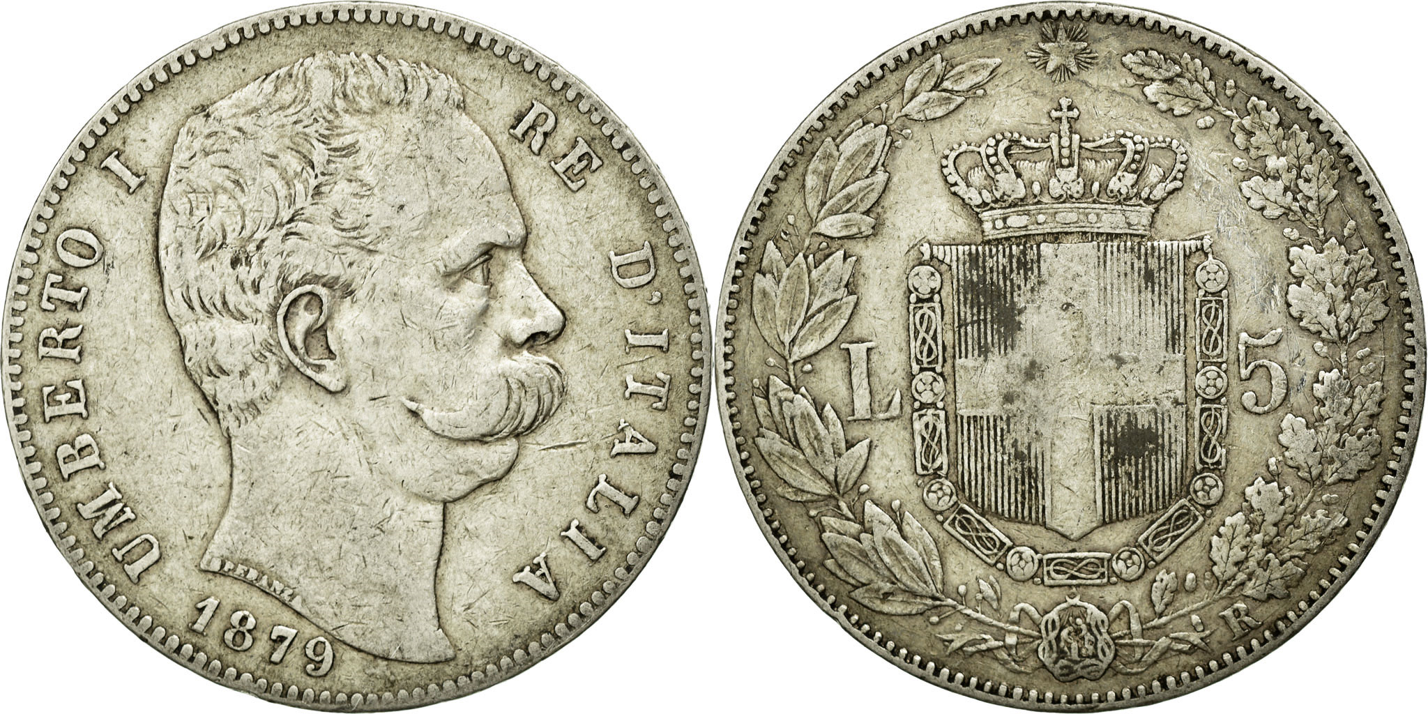 Coin, Italy, Umberto I, 5 Lire, 1879, Rome, , Silver | European Coins