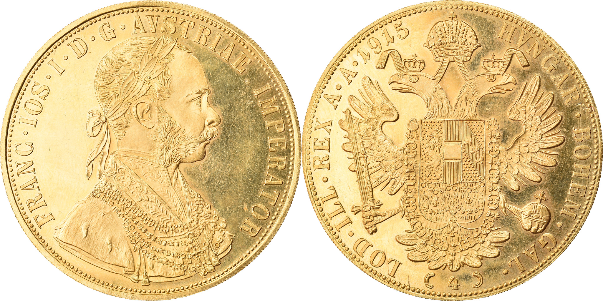 qed金 Coin, Austria, Franz Joseph I, 4 Ducat, 1915, , Gold, KM:2276