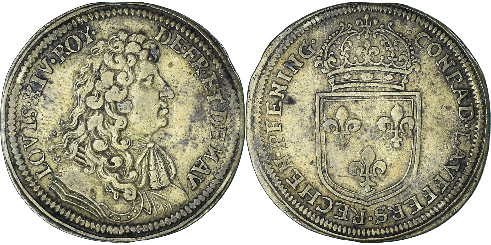 France, Token, Royal, Louis XIV, Nuremberg, Conrad Lauffers, , Brass