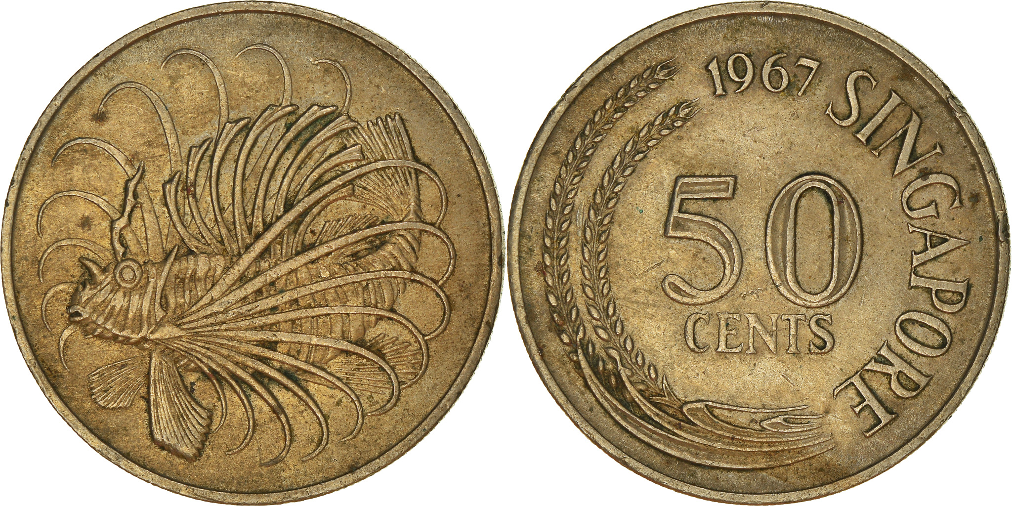 The Singapore Mint 50周年記念コイン　美品 Coin, Singapore, 50 Cents, 1967, Singapore Mint, , Copper
