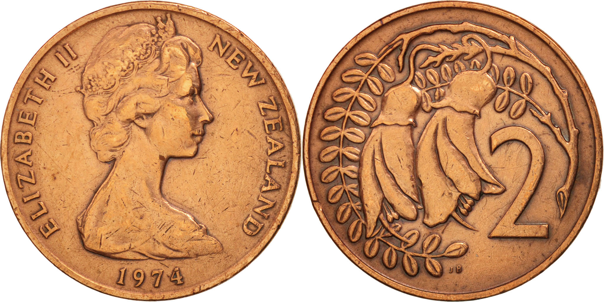 New Zealand, Elizabeth II, 2 Cents, 1974, , Bronze, KM:32.1