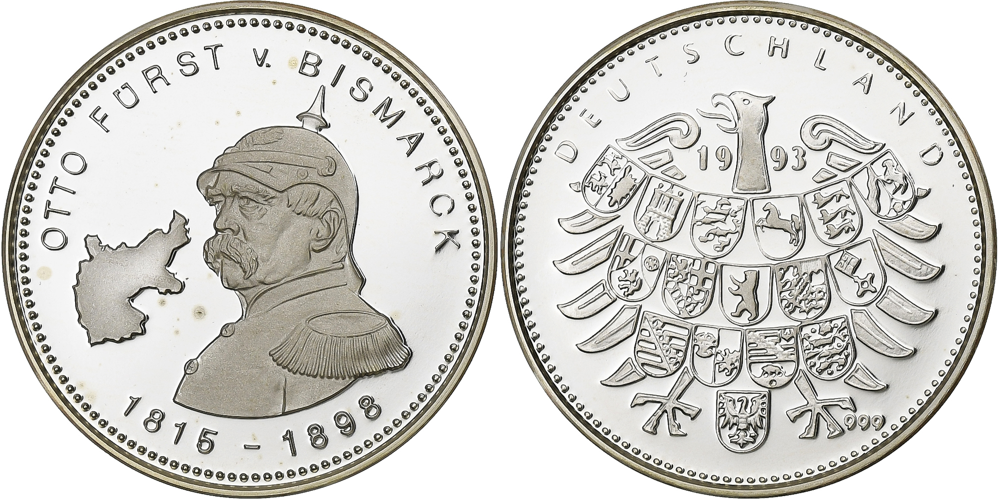 Germany, Medal, Otto von Bismarck, 1993, Silver, Proof, | Tokens