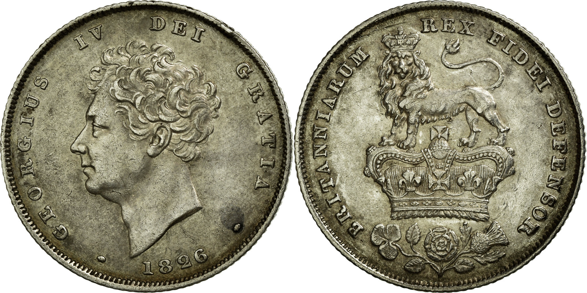 Coin, Great Britain, George IV, Shilling, 1826, , Silver, KM:694