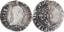 World Coins - France, Henri III, Franc au Col Plat, 1581, Angers, Silver,