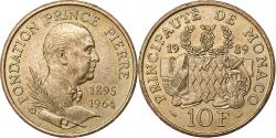 World Coins - Monaco, Rainier III, 10 Francs, Fondation Prince Pierre, 1989, Paris