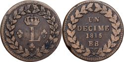 World Coins - France, Louis XVIII, Decime, 1815, Strasbourg, Bronze, , Gadoury:196c