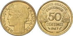 World Coins - France, 50 Centimes, Morlon, 1947, Paris, Cupro-Aluminium,