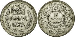 World Coins - Coin, Tunisia, Ahmad Pasha Bey, 5 Francs, 1939, Paris, , Silver, KM:264