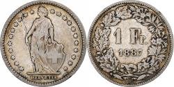 World Coins - Switzerland, Franc, Helvetia, 1887, Bern, Silver, , KM:29a