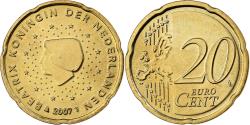 World Coins - Netherlands, 20 Euro Cent, 2007, Utrecht, Nordic gold,
