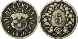 World Coins - Switzerland, 5 Rappen, 1850, Strasbourg, Billon, , KM:5