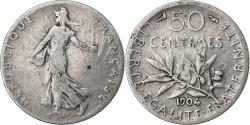 World Coins - France, 50 Centimes, Semeuse, 1904, Paris, Silver, , Gadoury:420, Le