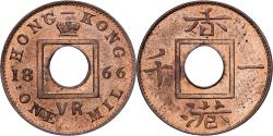 World Coins - Hong Kong, Victoria, Mil, 1866, Birmingham, Bronze, NGC, , KM:3