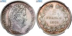 World Coins - France, Louis Philippe I, 2 Francs, 1841, Bordeaux, Silver, NGC,