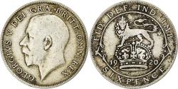 World Coins - Great Britain, George V, 6 Pence, 1920, London, Silver,