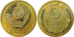 World Coins - Soviet Union, 5 Kopeks, 1983, Brass,