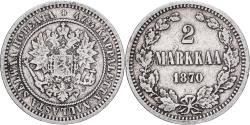 World Coins - Coin, Finland, Alexander II, 2 Markkaa, 1870, Helsinki, , Silver