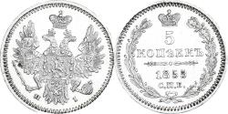 World Coins - Coin, Russia, 5 Kopeks, 1855, Saint-Petersburg, , Silver
