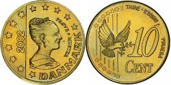 World Coins - Denmark, 10 Euro Cent, Fantasy euro patterns, Essai-Trial, Proof, 2002, Brass