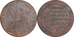 World Coins - France, Monneron de 2 Sols, Liberté, 1791 / AN 3, Paris, Bronze,