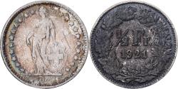 World Coins - Switzerland, 1/2 Franc, 1921, Bern, Silver, , KM:23