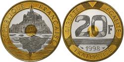 World Coins - Coin, France, Mont Saint Michel, 20 Francs, 1998, Proof / BE,