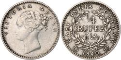 World Coins - India-British, Victoria, 1/4 Rupee, 1840, Bombay, Silver, , KM:453.1