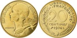 World Coins - France, 20 Centimes, Marianne, 1974, Paris, série FDC, Aluminum-Bronze