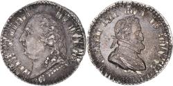 World Coins - France, Quinaire, Louis XVIII, Louis XVIII et Henri IV, , Silver