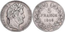 World Coins - France, Louis Philippe I, 5 Francs, 1845, Lille, Silver,