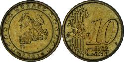 World Coins - Monaco, Rainier III, 10 Euro Cent, 2001, Paris, , Brass, Gadoury:MC175