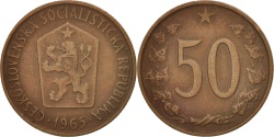 World Coins - Czechoslovakia, 50 Haleru, , Bronze, KM:55.1