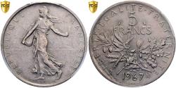 World Coins - Coin, France, Semeuse, 5 Francs, 1967, Paris, Pré-série, PCGS,