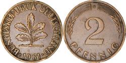 World Coins - Coin, GERMANY - FEDERAL REPUBLIC, 2 Pfennig, 1961, Karlsruhe, , Bronze