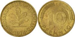 World Coins - Coin, GERMANY - FEDERAL REPUBLIC, 10 Pfennig, 1974, Stuttgart, , Brass