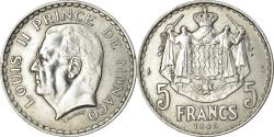 World Coins - Coin, Monaco, Louis II, 5 Francs, 1945, Paris, , Aluminum, KM:122