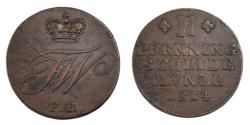 World Coins - Coin, German States, BRUNSWICK-WOLFENBUTTEL, Fredrich Wilhelm, 2 Pfennige, 1814