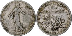World Coins - Coin, France, Semeuse, 50 Centimes, 1909, Paris, , Silver, KM:854