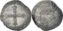 World Coins - Coin, France, Henri IV, 1/4 Ecu, 1590, La Rochelle, 3rd type, , Silver