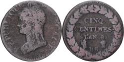 World Coins - Coin, France, Dupré, 5 Centimes, AN 8, Strasbourg, , Copper