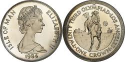 World Coins - Isle of Man, Elizabeth II, Crown, Summer Olympics, Los Angeles, Equestrian, 1984