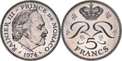 World Coins - Coin, Monaco, Rainier III, 5 Francs, 1974, , Copper-nickel, KM:150