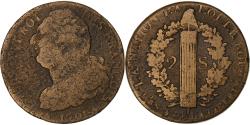 World Coins - France, Louis XVI, 2 sols François, 1791 / AN 3, Metz, Copper,