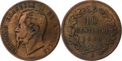 World Coins - Italy, Vittorio Emanuele II, 10 Centesimi, 1866, Heaton, Copper,