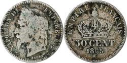 World Coins - France, Napoleon III, 50 Centimes, 1865, Bordeaux, Silver,